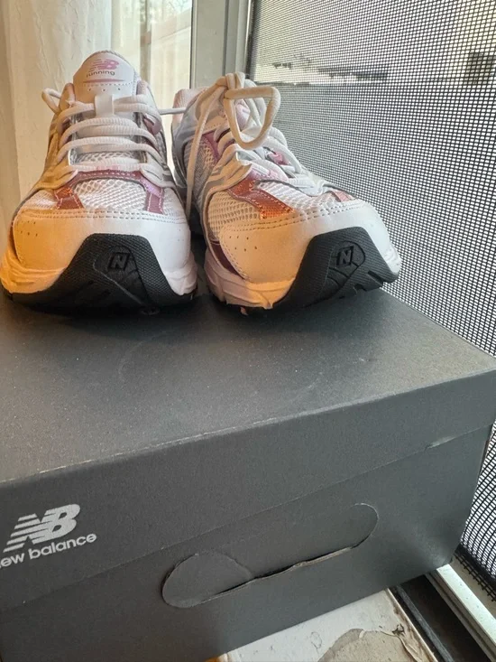 New Balance Women's Athletic Sneakers in Pink and White - Picture 3 of 5